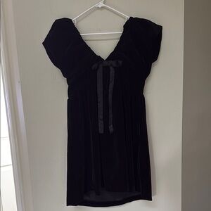 Vici Black Tie Front Babydoll Mini Dress